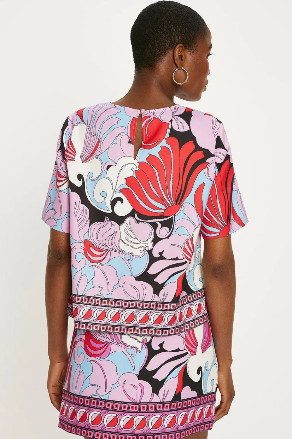 Fashion Oasis Printed Crepe Mini Skirt Multi