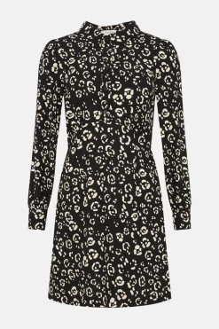 Fashion Oasis Printed Crepe Shirt Dress Animal
