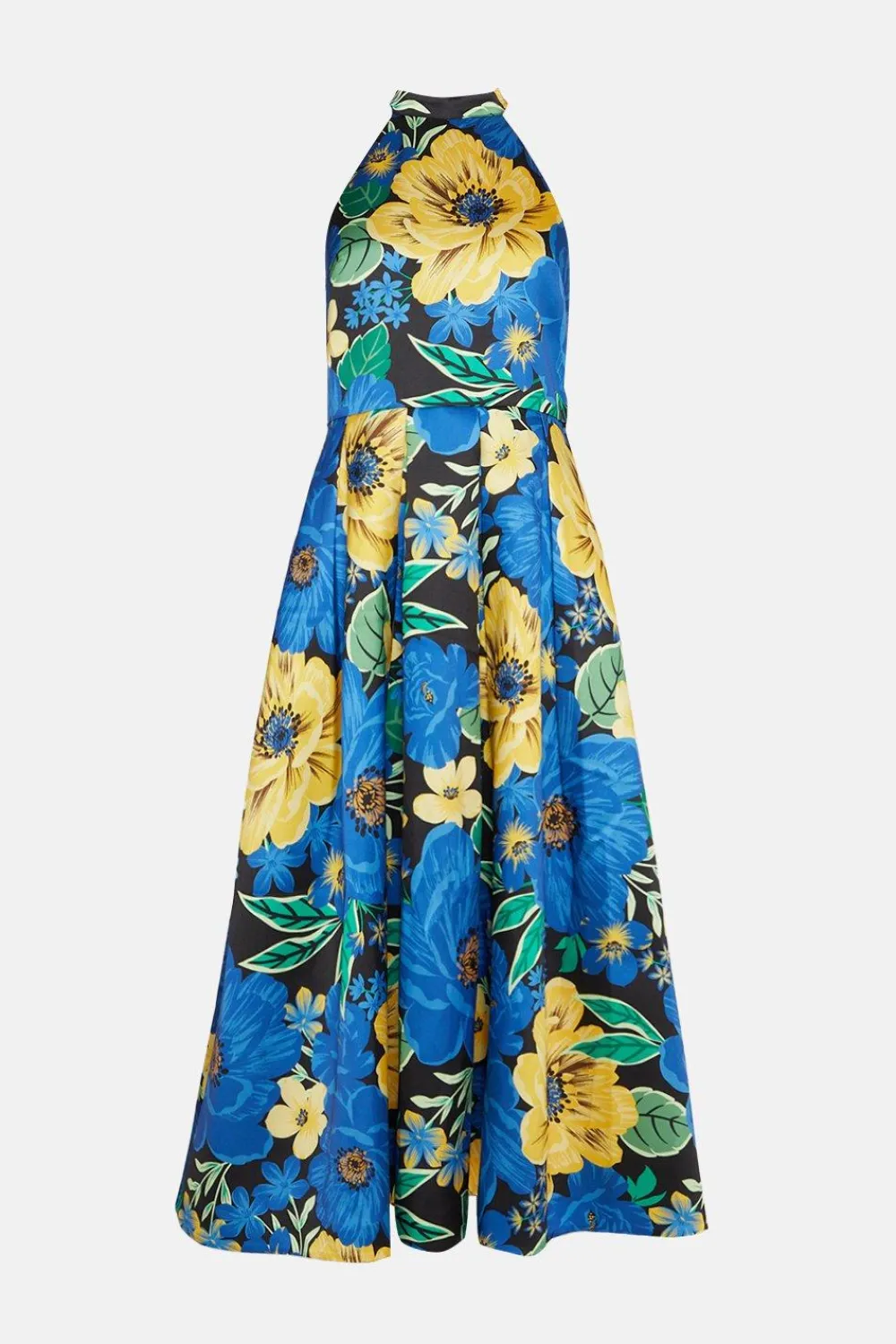 New Oasis Printed Satin Twill Lace Back Midi Dress Multi