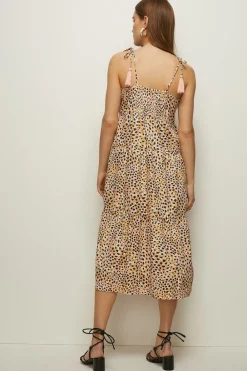 Sale Oasis Printed Tassel Detail Dress Orange
