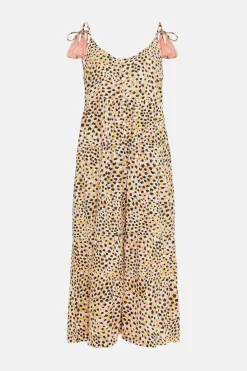 Sale Oasis Printed Tassel Detail Dress Orange