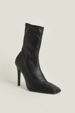 Hot Oasis Pu Ankle Sock Boot Black