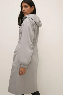 Clearance Oasis Pu Trim Parka Grey