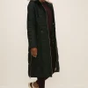 Clearance Oasis Pu Trimmed Cotton Sateen Maxi Coat Navy
