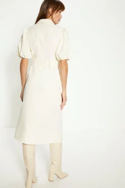 Best Oasis Puff Sleeve Shirt Dress Ecru