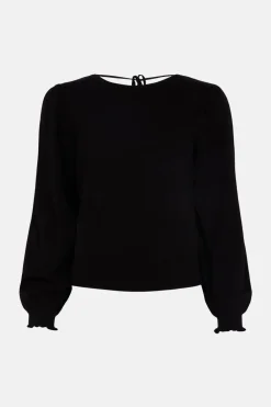 Outlet Oasis Puff Sleeve Tie Back Jumper Ivory
