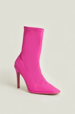 New Oasis Pull On Ankle Sock Boot Pink