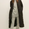 Hot Oasis Quilted Belted Maxi Coat Khaki