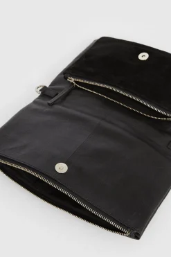 Discount Oasis Quilted Leather And Suede Pocket Detail Cross Body Bag Black