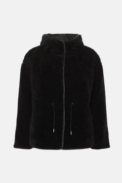 Online Oasis Quilted Lined Teddy Coat Black