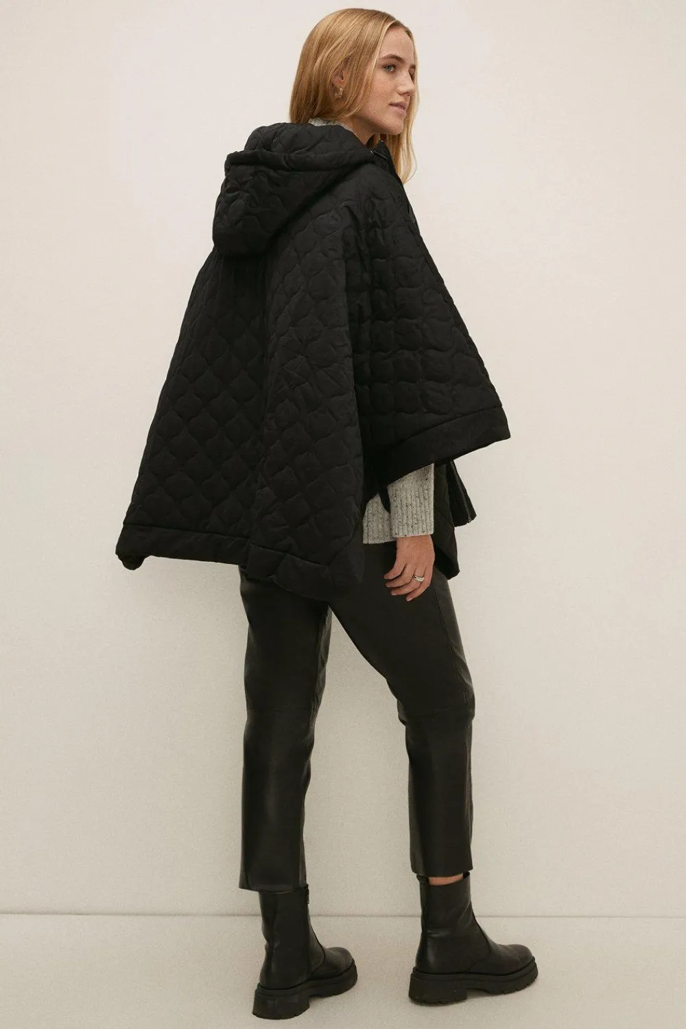 Clearance Oasis Quilted Poncho Black