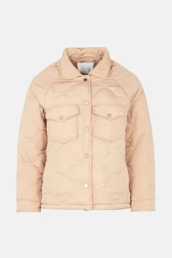 Hot Oasis Quilted Popper Jacket Beige