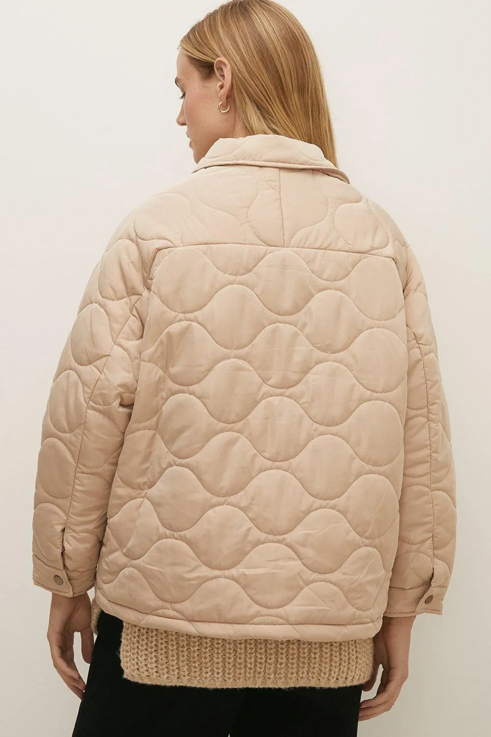 Hot Oasis Quilted Popper Jacket Beige