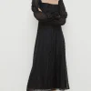 Discount Oasis Rachel Stevens Beaded Organza Puff Sleeve Midi Dress Black