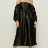 Fashion Oasis Rachel Stevens Cold Shoulder Satin Dress Black