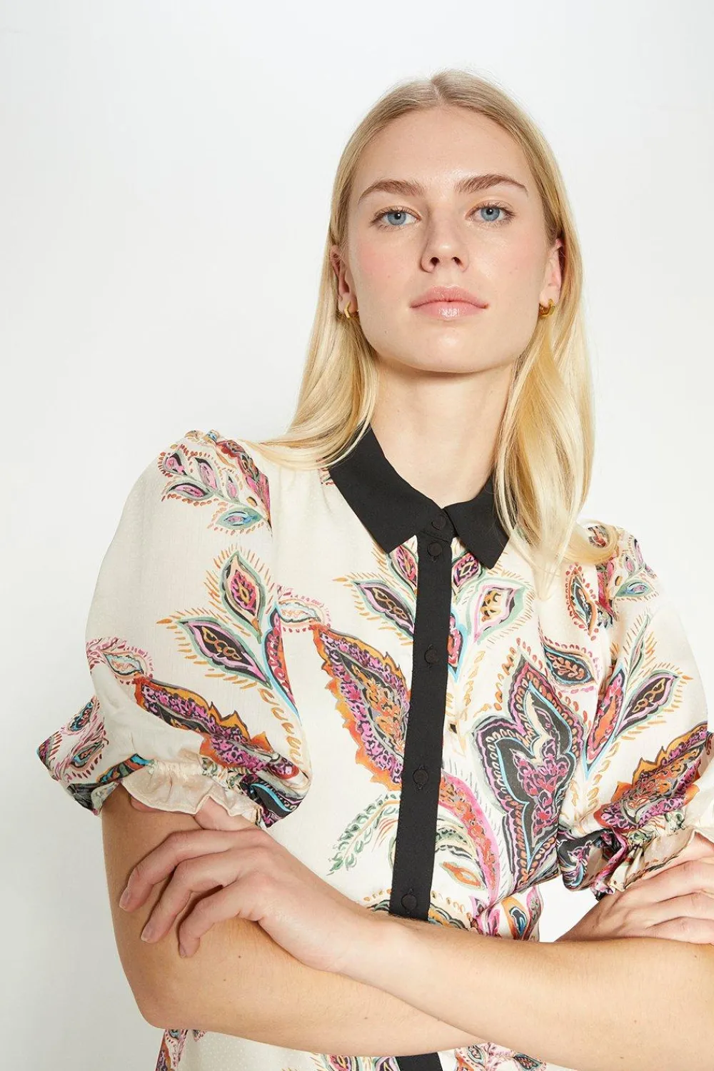 Clearance Oasis Rachel Stevens Dobby Satin Paisley Printed Shirt Dress Multi