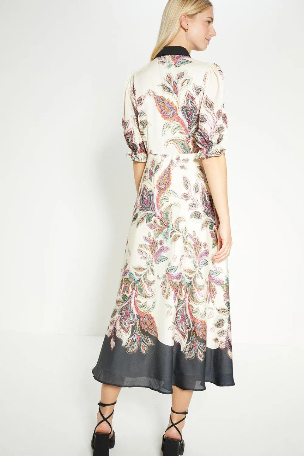 Clearance Oasis Rachel Stevens Dobby Satin Paisley Printed Shirt Dress Multi