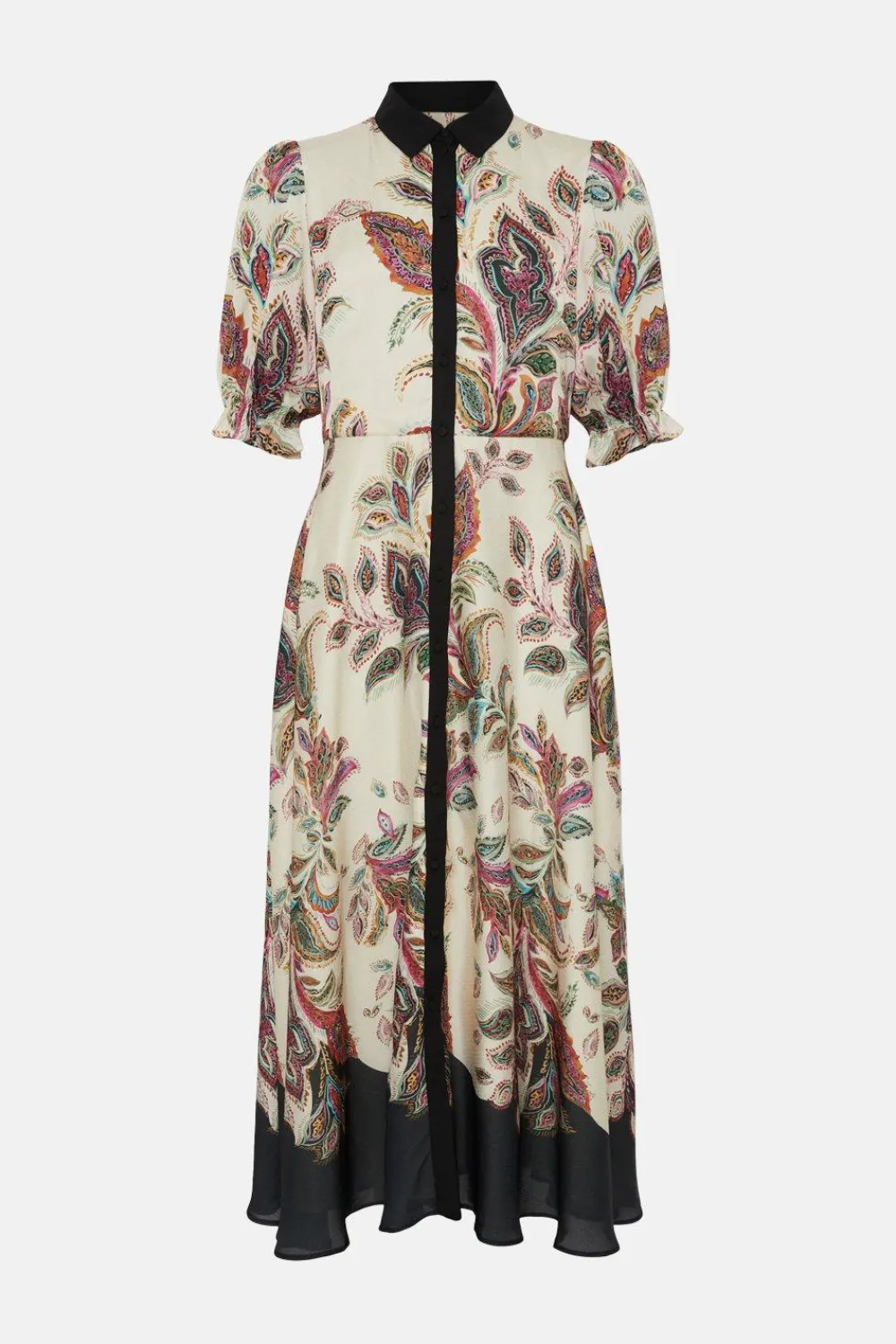 Clearance Oasis Rachel Stevens Dobby Satin Paisley Printed Shirt Dress Multi