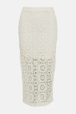 Online Oasis Rachel Stevens Embroidered Lace Midi Skirt Ecru