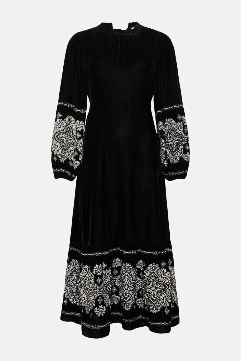 Hot Oasis Rachel Stevens Embroidered Velvet Midi Dress Black
