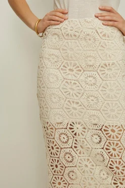 Online Oasis Rachel Stevens Embroidered Lace Midi Skirt Ecru