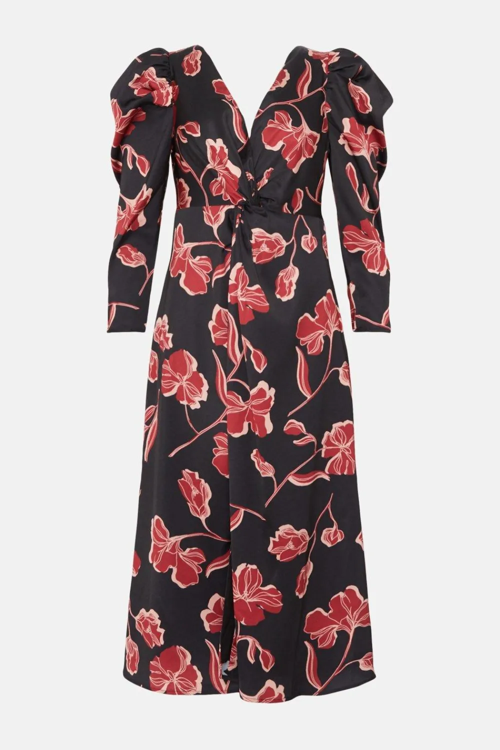 Discount Oasis Rachel Stevens Floral Twist Satin Midi Dress Black