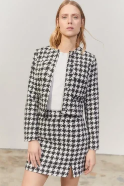 Outlet Oasis Rachel Stevens Houndstooth Tweed Blazer Mono