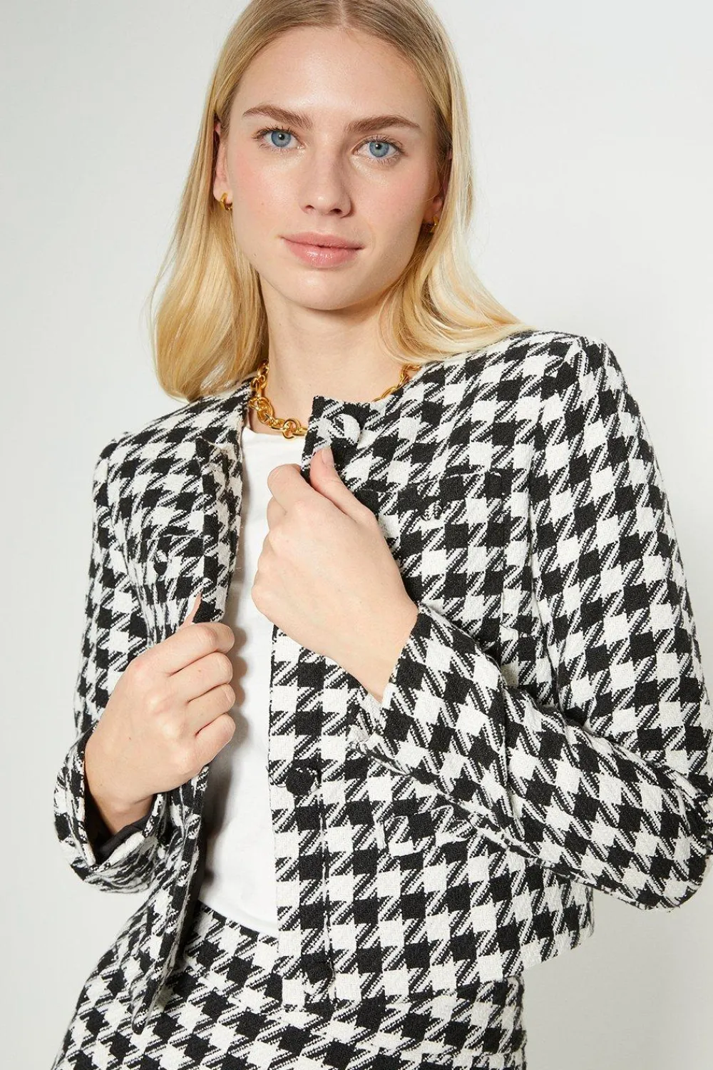 Outlet Oasis Rachel Stevens Houndstooth Tweed Blazer Mono
