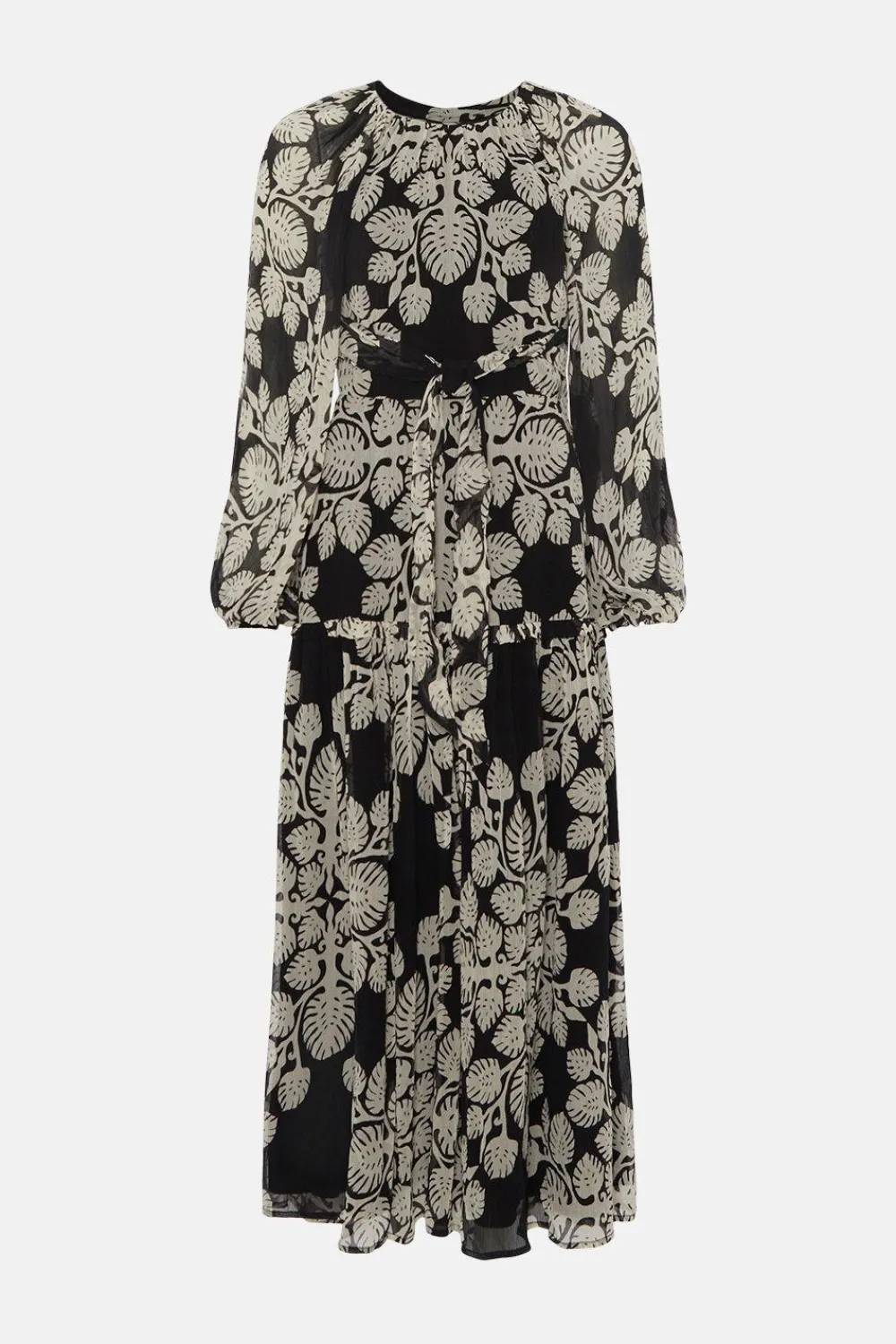 New Oasis Rachel Stevens Leaf Tie Back Midi Dress Mono