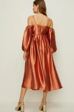 Discount Oasis Rachel Stevens Petite Cold Shoulder Dress Rust