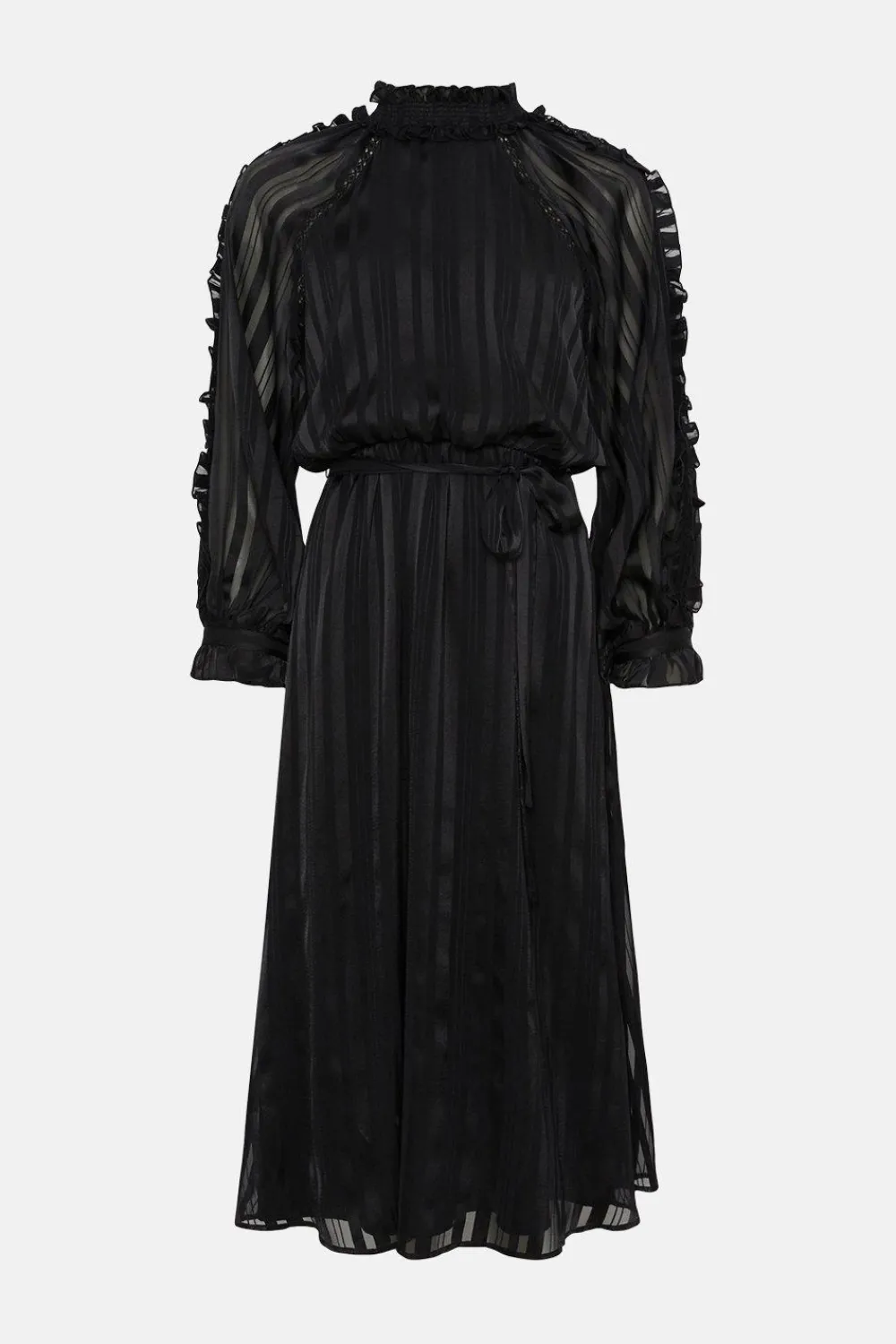 Fashion Oasis Rachel Stevens Petite Satin Blouson Midi Dress Black