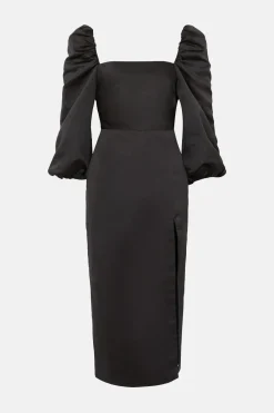 Fashion Oasis Rachel Stevens Petite Volume Sleeve Split Dress Black