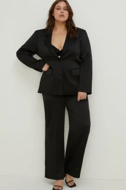 Fashion Oasis Rachel Stevens Plus Size Premium Tuxedo Blazer Black