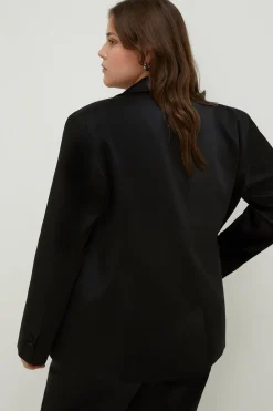 Fashion Oasis Rachel Stevens Plus Size Premium Tuxedo Blazer Black