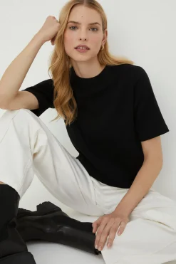 Fashion Oasis Rachel Stevens Premium Essential Jersey Boxy T-Shirt Black