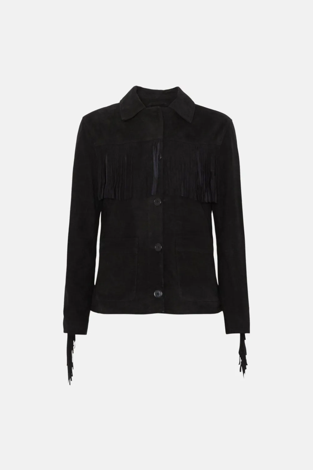 Best Oasis Rachel Stevens Real Suede Fringe Jacket Black