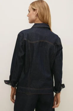 Outlet Oasis Rachel Stevens Rigid Wavy Denim Jacket Dark Wash