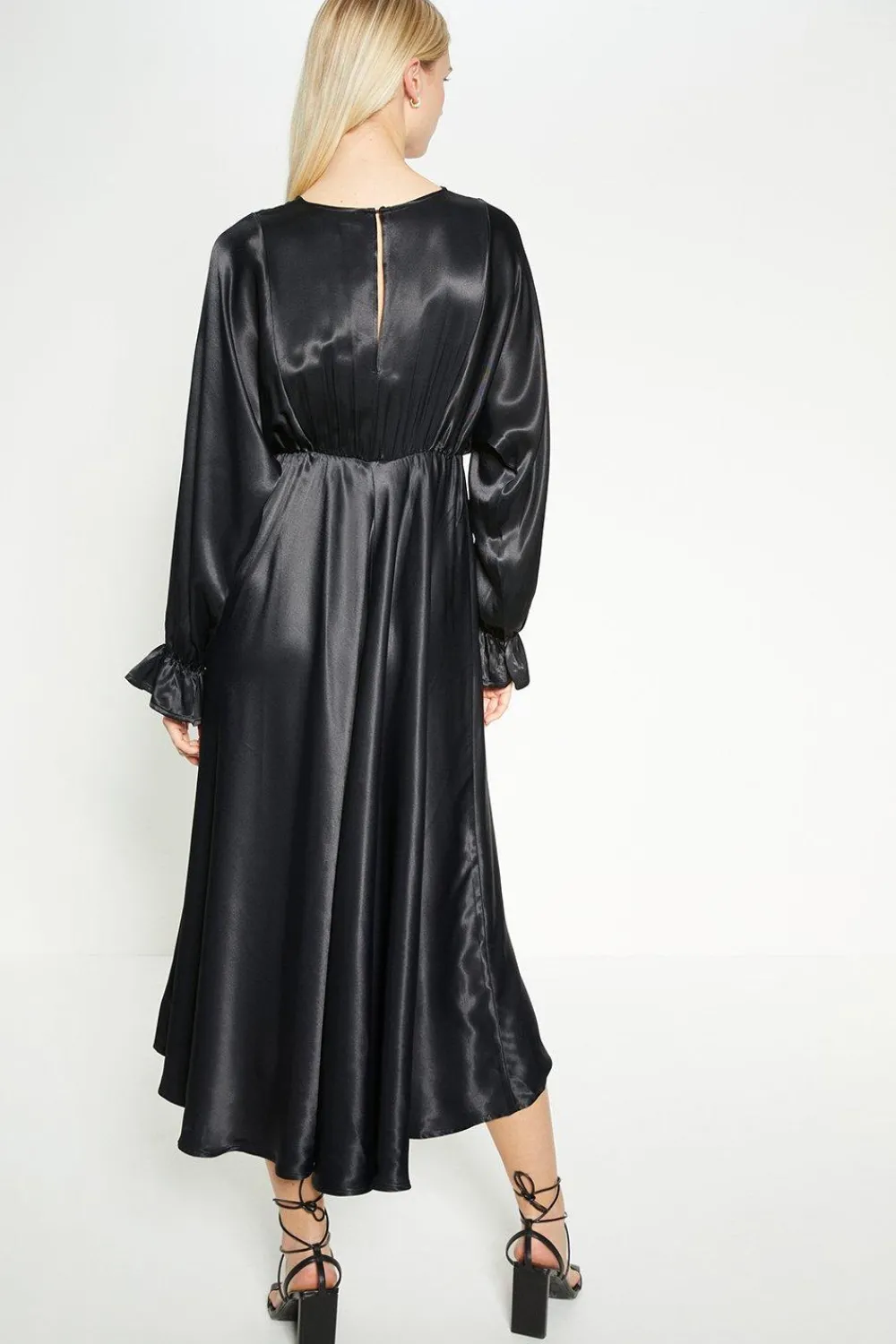 Outlet Oasis Rachel Stevens Satin Blouson Midi Dress Black