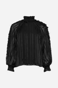 Outlet Oasis Rachel Stevens Satin Lace Trim Blouse Black