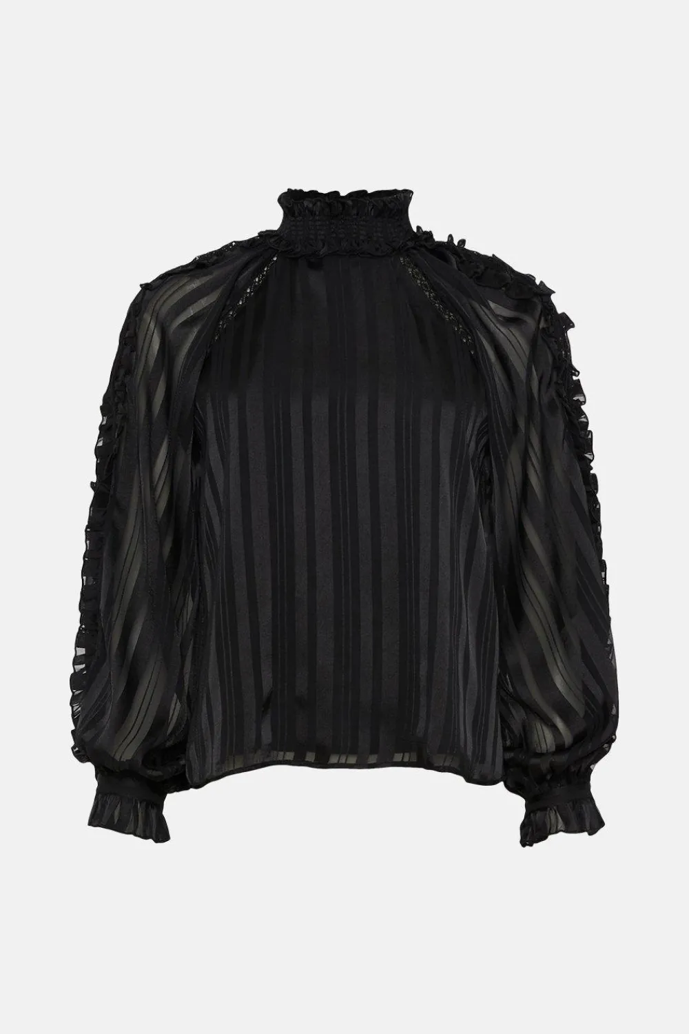 Outlet Oasis Rachel Stevens Satin Lace Trim Blouse Black