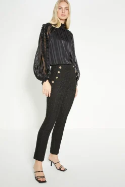 Outlet Oasis Rachel Stevens Satin Lace Trim Blouse Black