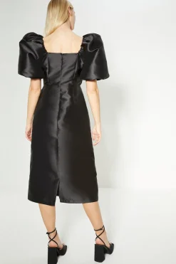 Clearance Oasis Rachel Stevens Satin Twill Twist Front Midi Dress Black