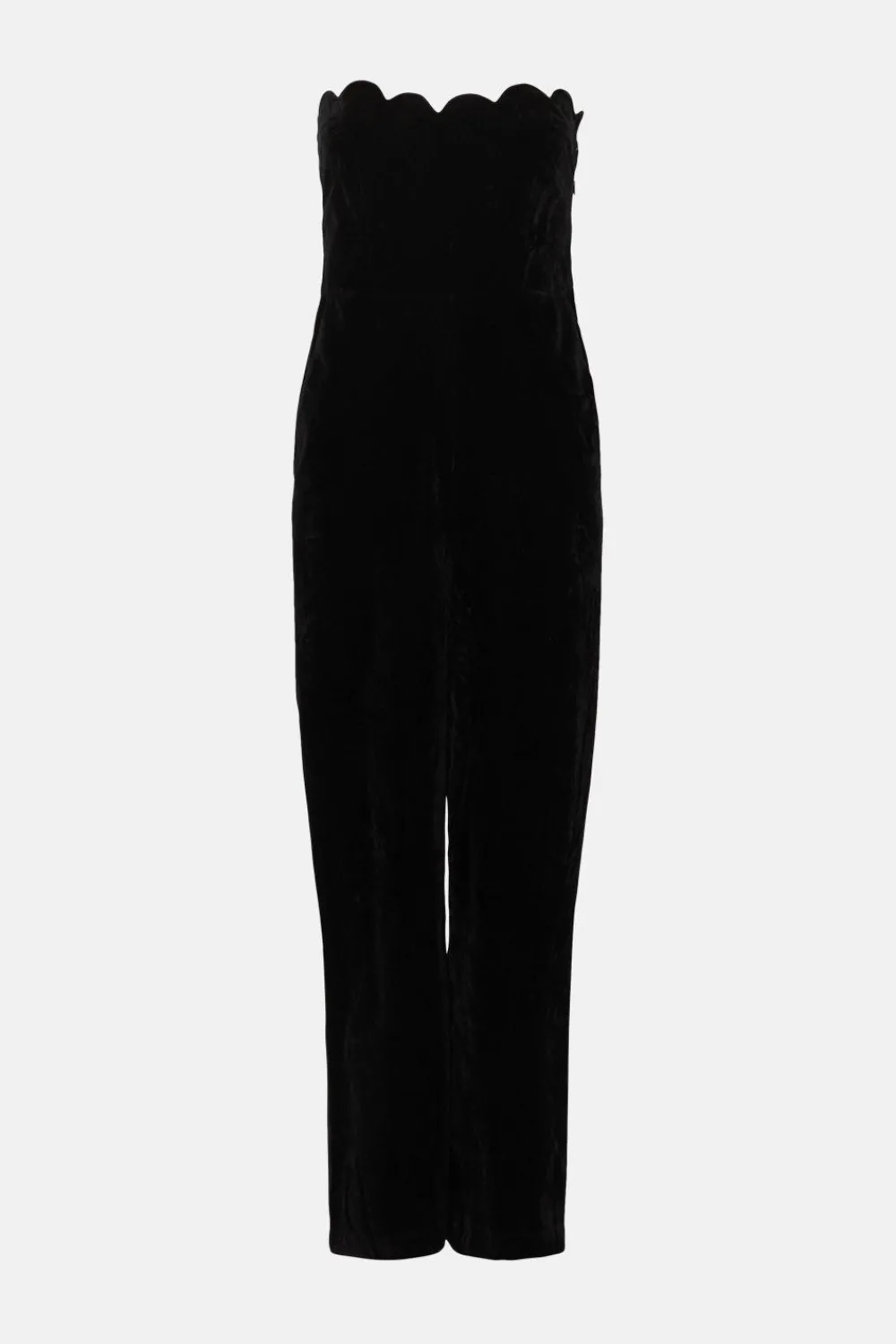 Online Oasis Rachel Stevens Scallop Edge Velvet Jumpsuit Black