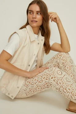Best Oasis Rachel Stevens Sleeveless Denim Jacket Ecru