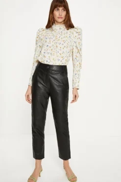 Hot Oasis Rachel Stevens Straight Leg Leather Trouser Black