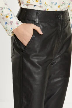 Hot Oasis Rachel Stevens Straight Leg Leather Trouser Black
