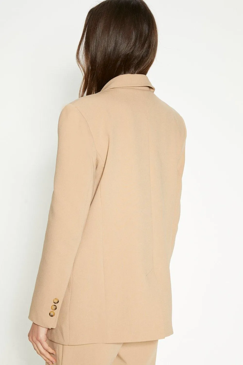 Clearance Oasis Rachel Stevens Stretch Crepe Double Breasted Longline Blazer Camel