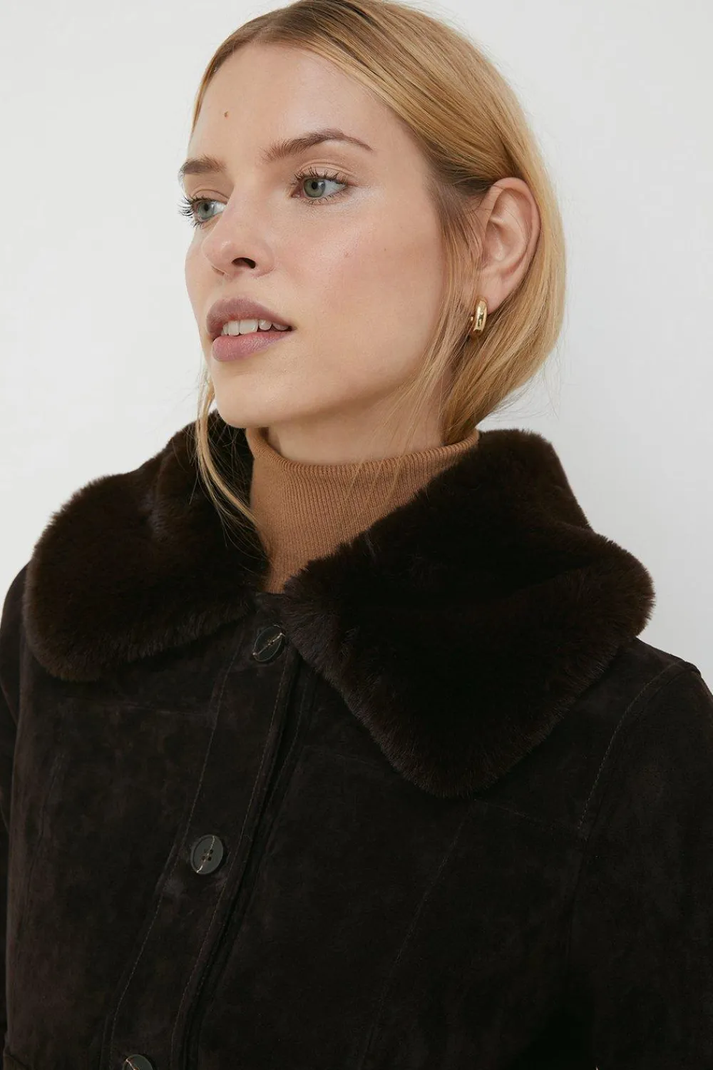 Hot Oasis Rachel Stevens Suede And Faux Fur Cropped Jacket Chocolate
