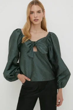 Outlet Oasis Rachel Stevens Taffeta Tie Front Top Wine