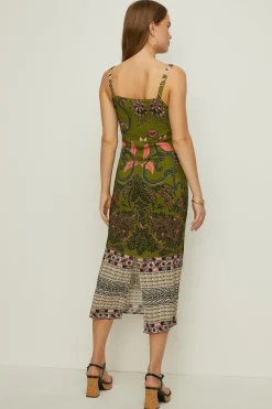 Online Oasis Rachel Stevens Tribal Border Slip Dress Khaki